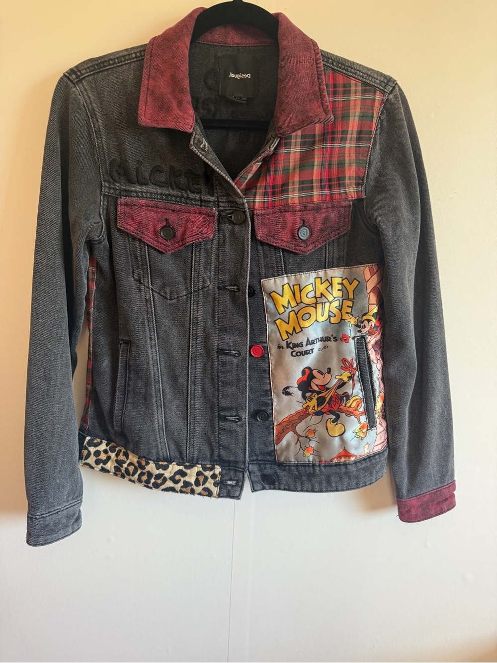 Desigual Mickey Mouse Denim Jacket Patchwork Disney Graphic XS